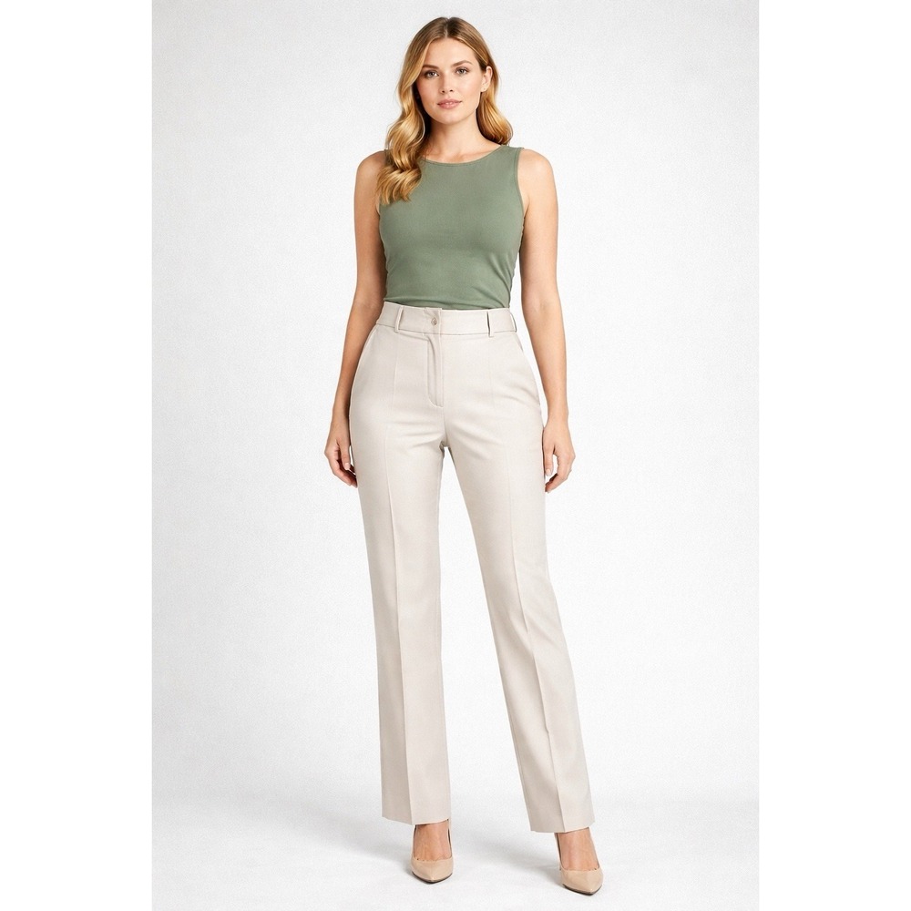 Banana Republic‎ Women's Ryan Fit Pants Sz 14 Beige Career Casual Capri Travel